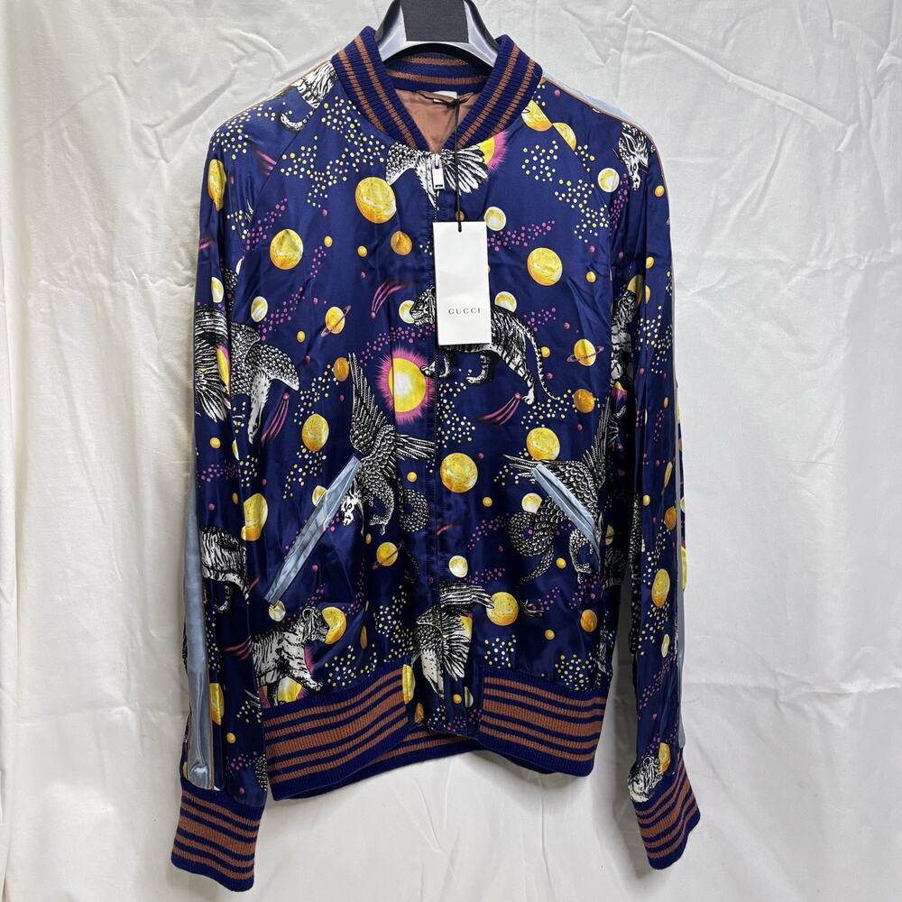 GUCCI Space Animals Alessandro Michele Bomber Jacket Blue Sz 50